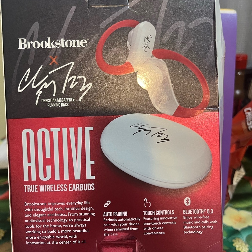 Brookstone Active True Wireless Earbuds‎ - Red and White - Picture 3 of 5